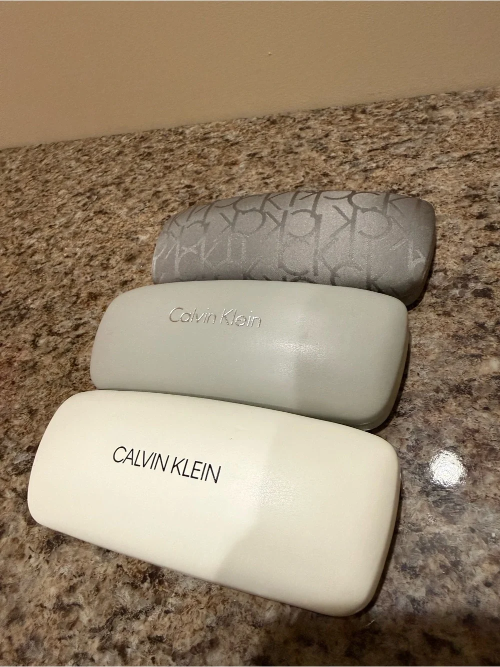 Calvin Klein White and Light Gray Eyewear Cases Trio
